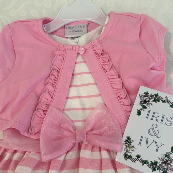 Iris & Ivy Stripe Sleeveless Dress & Cardigan Sweater Set. 24 months. - Picture 5 of 11